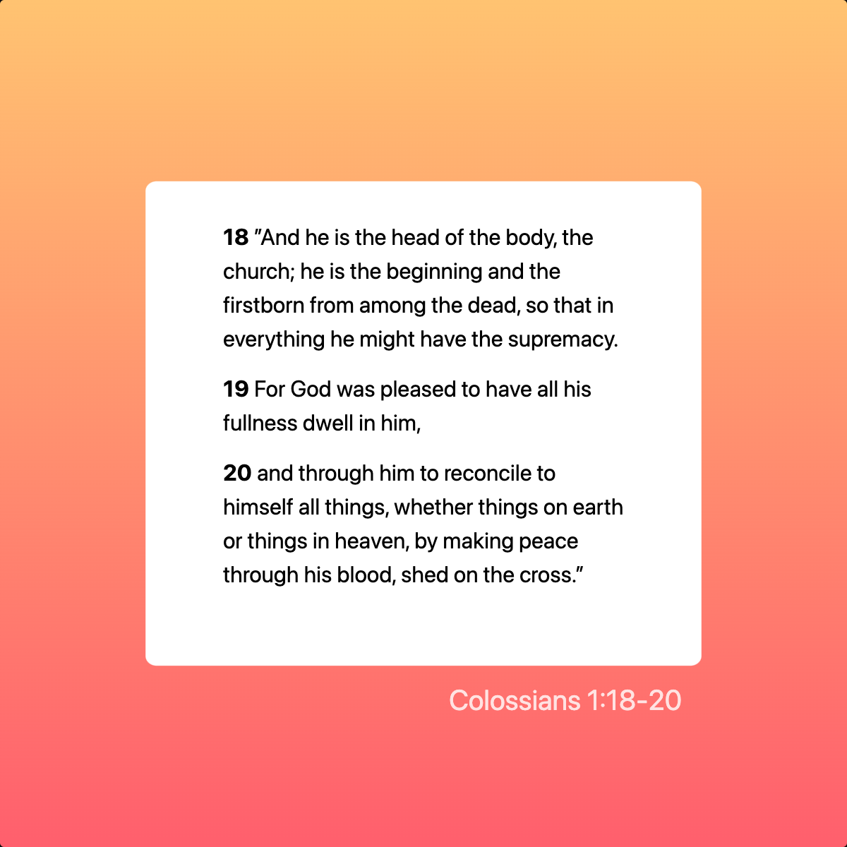 Colossians 1:18-20